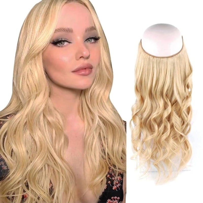 Sassina Invisible Wire Hair Extensions Real Human Hair with Transparent Wire Adjustable Size Secure Clips Natural Straight Secret Miracle Hairpiece, #18 16 Inch 100 Gram - Image 1